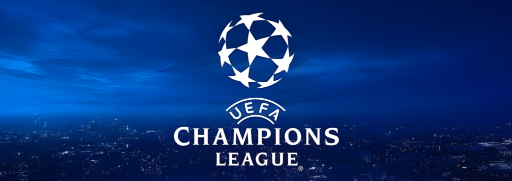Logo de l'UEFA champions League sur un fond bleu